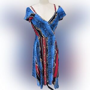 INC International Concepts Blue and Red Patterned Dress